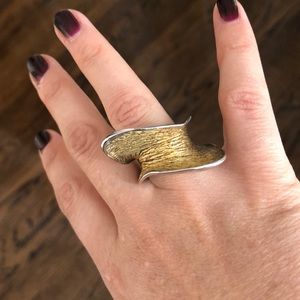 Silver and gold ring